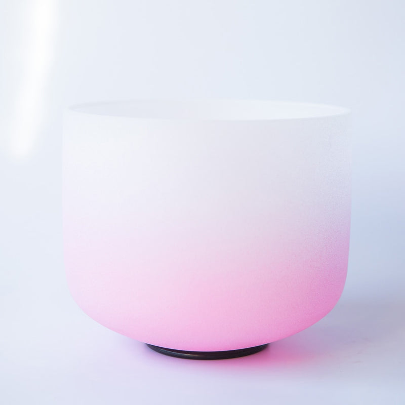 Gradient Pink Crystal Singing Bowl Frosted Quartz Sound Bowl 440/432Hz Chakra Bowl