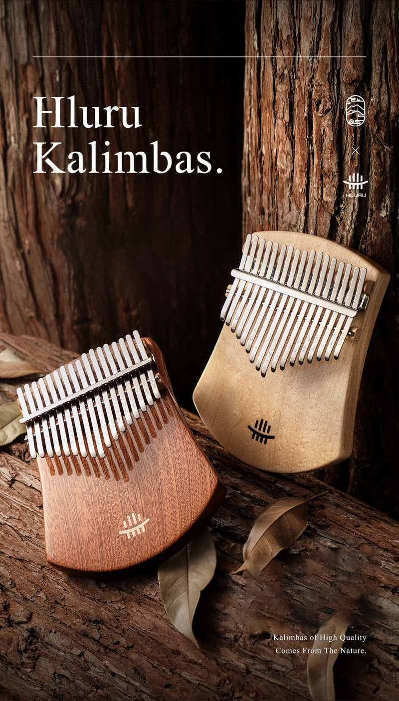 Hluru Scalloped 17 Keys Solid Flat Board Kalimba Sector/S Shape Thumb Piano