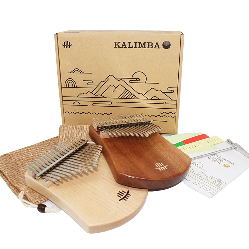 Hluru Scalloped 17 Keys Solid Flat Board Kalimba Sector/S Shape Thumb Piano