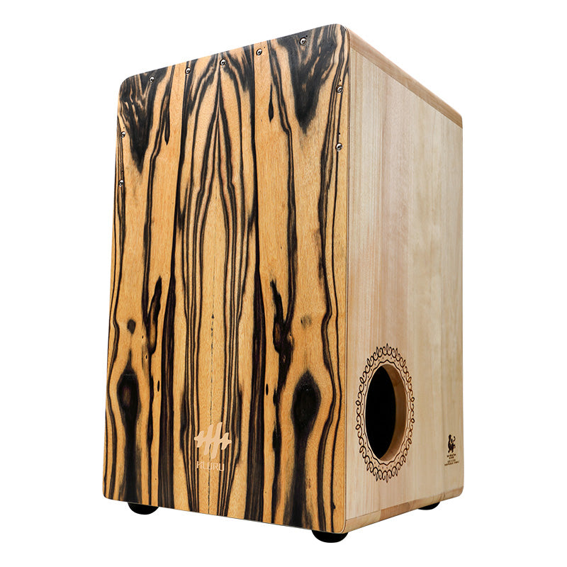 Hluru Cajon Drum Side-Opening Percussion Box BAS-White Tiger Series