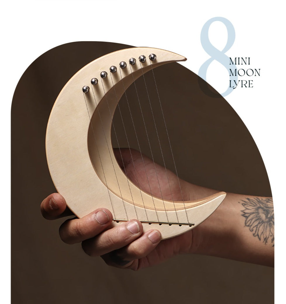 Hluru Mini Moon Lyre Harp Crescent Luna 8-string Instrument Gift ...