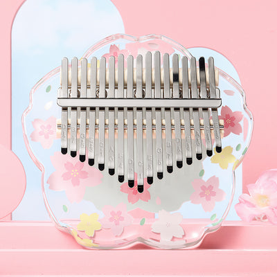 Hluru Acrylic Kalimba Piano 17/21 keys Transparent Cherry Blossom Sakura Thumb Piano