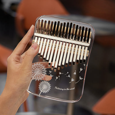 Hluru Acrylic Kalimba Feather & Dandelion 17/21 keys Solid Board Transparent Thumb Piano