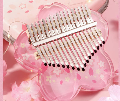 Hluru 17 Tones Acrylic Kalimba Piano Cherry Blossom Petal Sakura Finger Thumb Piano