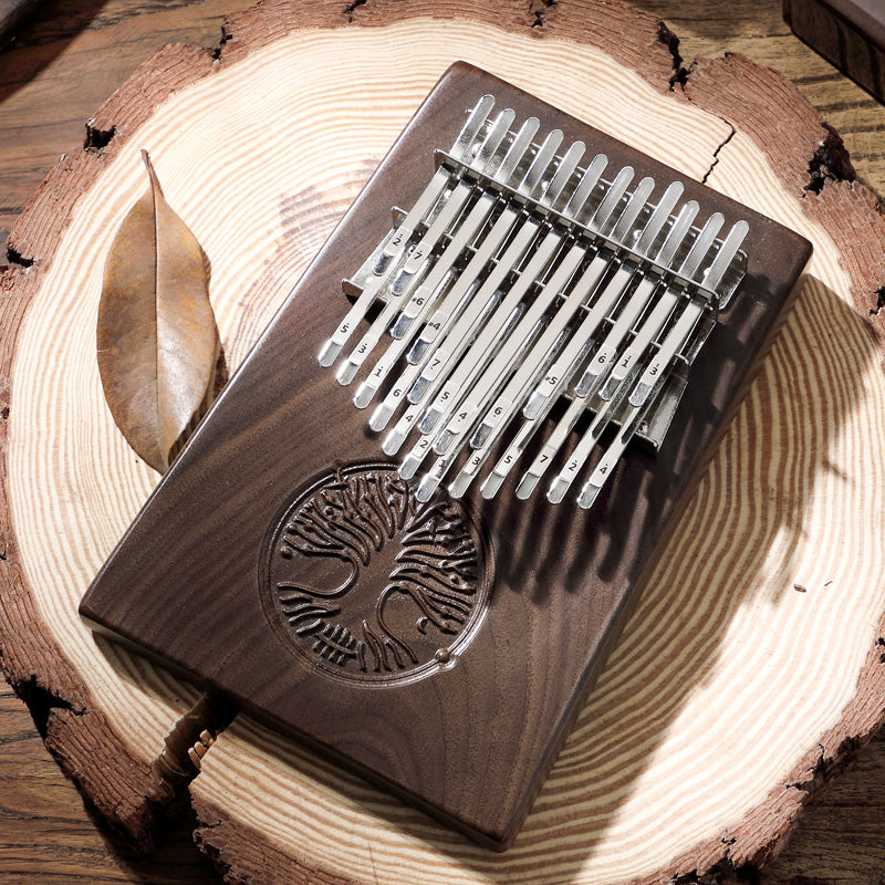 34 مفاتيح kalimba Hluru Tree of Life 24-Key Chromatic Kalimba Thumb Piano Double Layer Semitone Scale Black Walnut Mbira Instrument