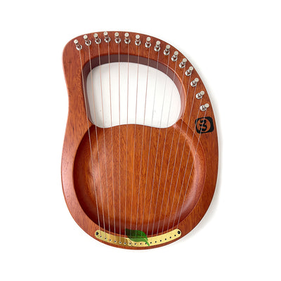 LOMUTY Lyre Harp 16 Snaren - Kleine Mahonie Hout Harp Met Draagtas, Stemsleutel En Accessoires, Groen Antieke Stijl