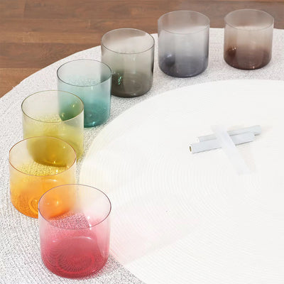 Alchemy Chakra Crystal Singing Bowl Set Clear Gradient Color