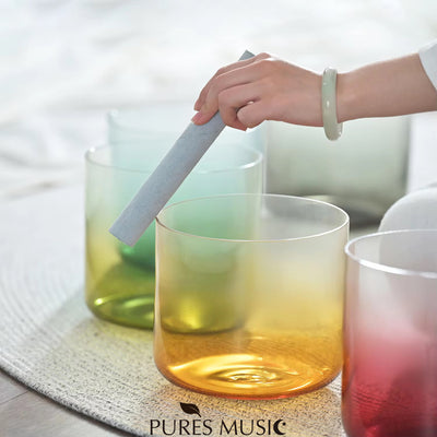 Alchemy Chakra Crystal Singing Bowl Set Clear Gradient Color