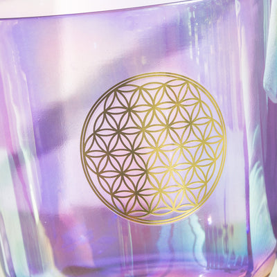 Flower of Life Ciotola da canto in cristallo trasparente Ciotola da alchimia per terapia del suono Yoga Meditazione