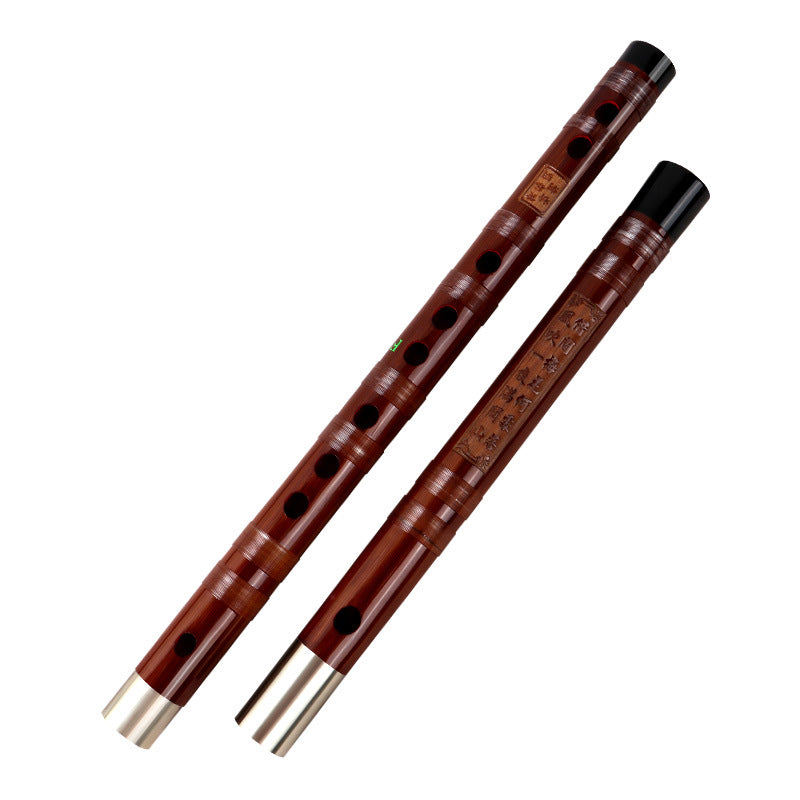 Brown Bamboo Flute Dizi Handmade Aged Bamboo Separable Traditional Chinese Instrument