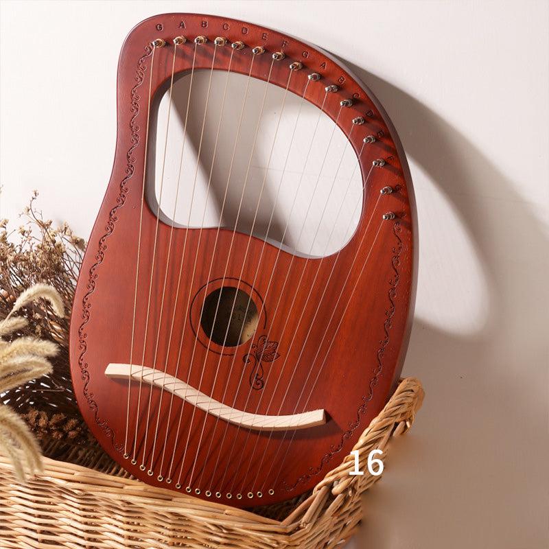 Instrumento de arpa de lira de 16 cuerdas con grabado de mariposa Instrumento de lira