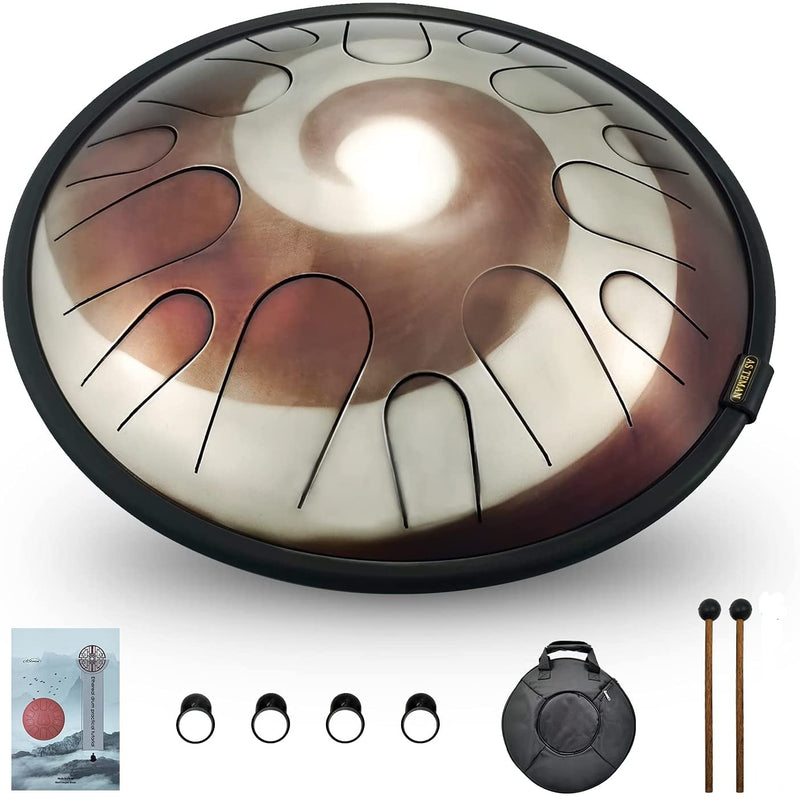 AS TEMAN 14 inches 14 Notes Nitrided steel D minor Universe Steel Tongue Drum Tank drum hang drum instrument