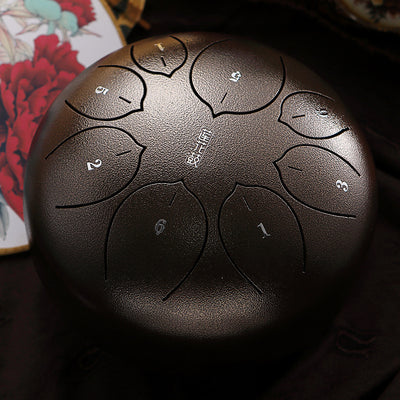 Huashu Lotus lingua F chiave 8 note Tamburo per lingua in acciaio al carbonio da 8 pollici Meditazione rilassante