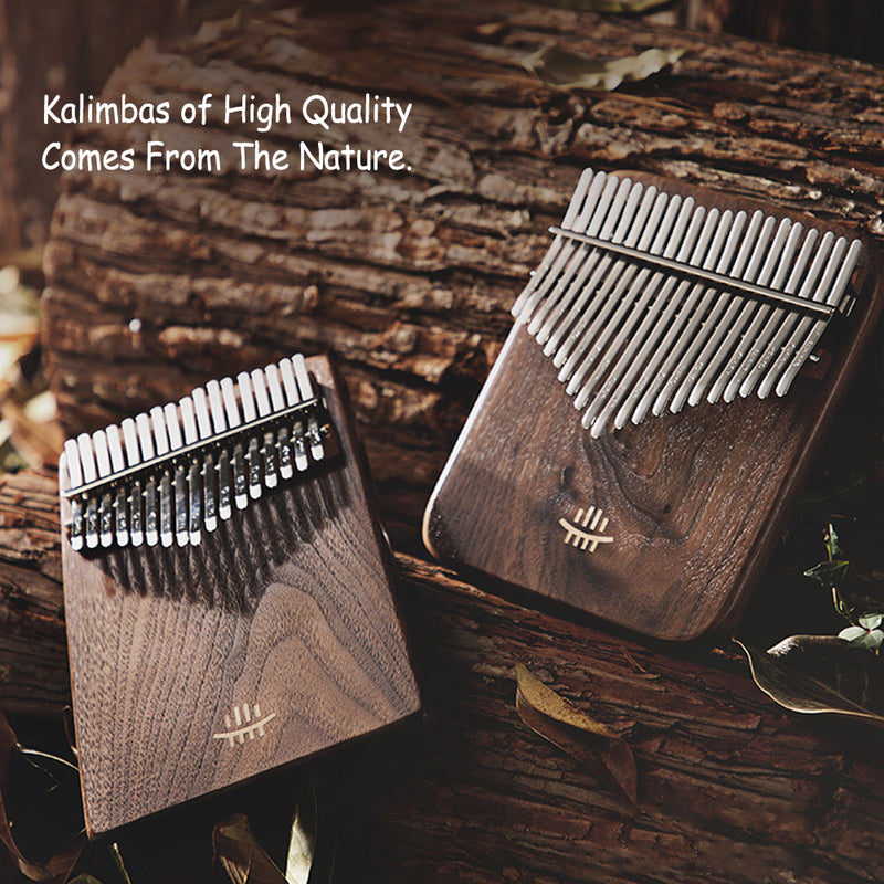 Hluru 21 teclas Black Walnut Wood Kalimba Thumb Piano con caja