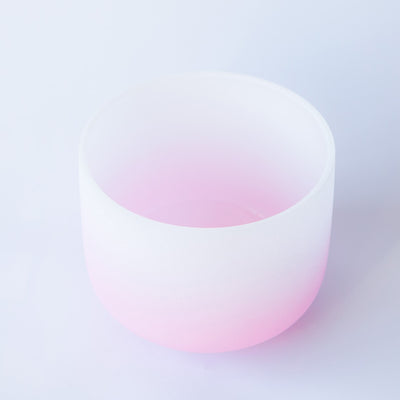 Gradient Pink Crystal Singing Bowl Frosted Quartz Sound Bowl 440/432Hz Chakra Bowl