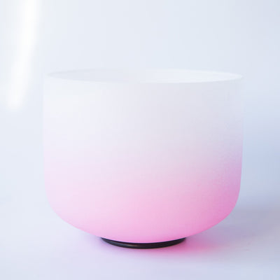 Tazón de canto de cristal rosa degradado Cuenco de sonido de cuarzo esmerilado 440 / 432Hz Chakra Bowl