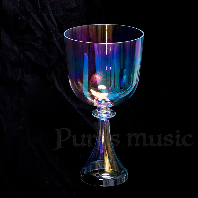 Cuenco de cristal transparente colorido para cantar Grial Cuarzo de cristal para meditación de sonido de yoga