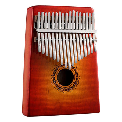 Hluru Hollow Kalimba 17 Key Gradient Red Blue "Tiger Texture" Maple Wood Thumb Piano