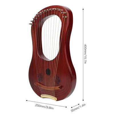 GECKO 15-String Lyre Harp Canada MAPLE/Mahogany Wooden - Pures Music