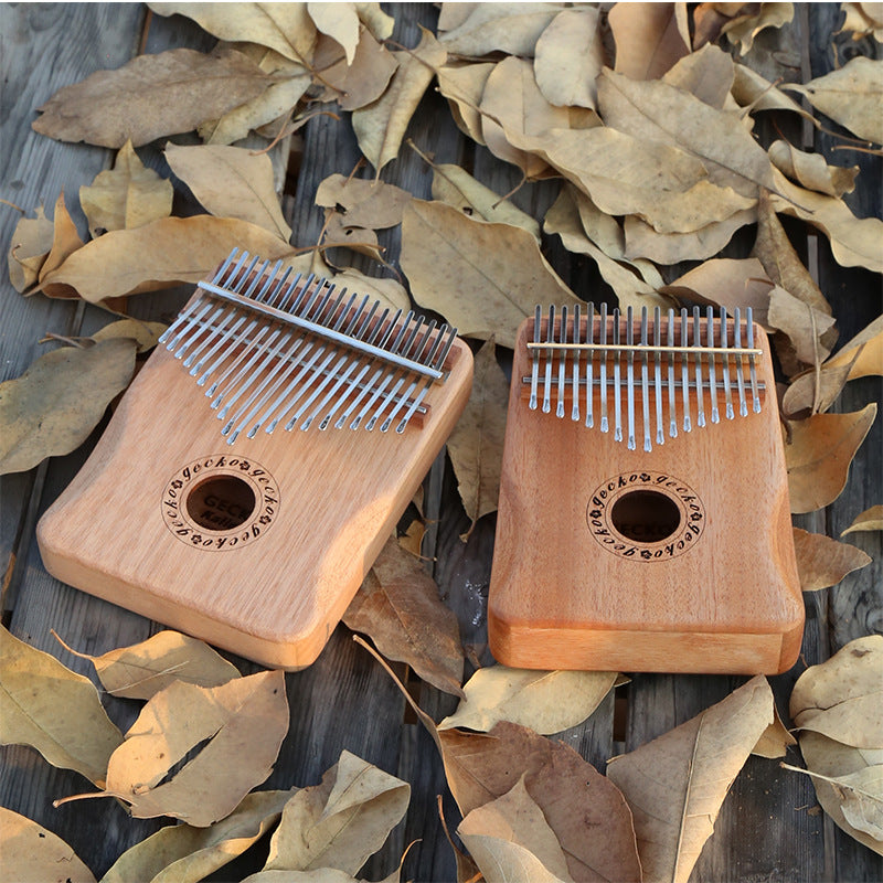 Gecko Kalimba, 21 teclas, madera de caoba, llave delgada, pulgar, Piano, instrumento de dientes de mineral