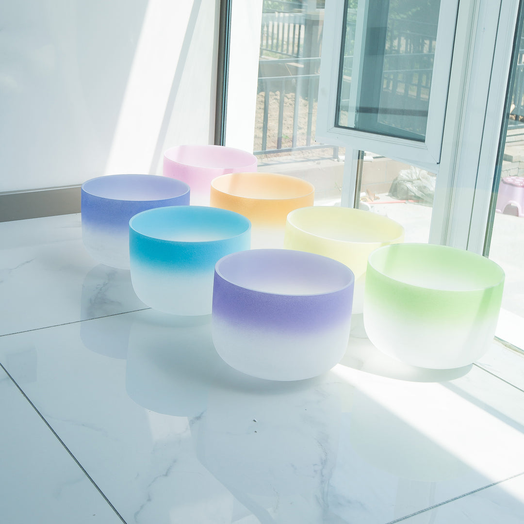 440/432Hz クリスタルシンギングボウルセット 7 7 チャクラ クォーツ