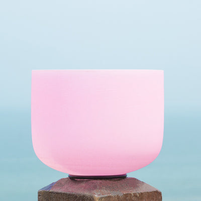 Pink Crystal Singing Bowl 8"~12" Chakra Frosted Quartz Sound Healing Bowl Meditation