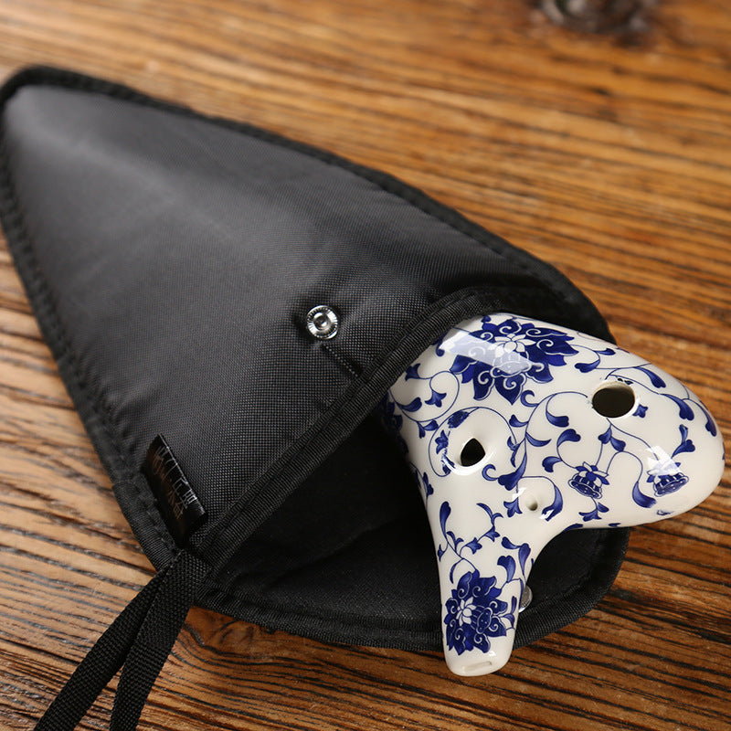 12 Hole Ocarina - Alto C Floral Blue & White Porcelain | Pures Music™