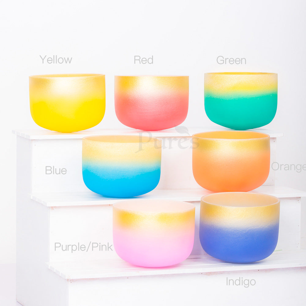 8-12 インチクリスタルシンギングボウル 440/432Hz 金メッキ 7 色