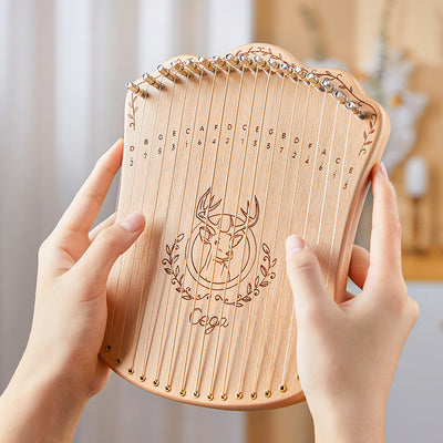 Harpika Miniatura Dedo Lira Arpa 17 Cuerdas Lira de madera portátil Instrumento de regalo