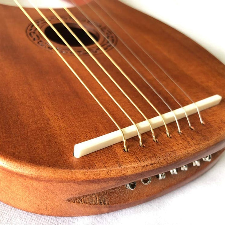 7-String Lyre Harp | Mahogany Solid Wood Lyre With Metal Strings | Portable String Instrument For Beginners & Music Lovers
