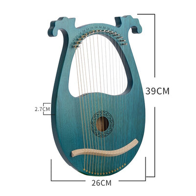 Lyre Harp 16 Cuerdas Cuerpo de caoba Patrón europeo Instrumento de cuerda