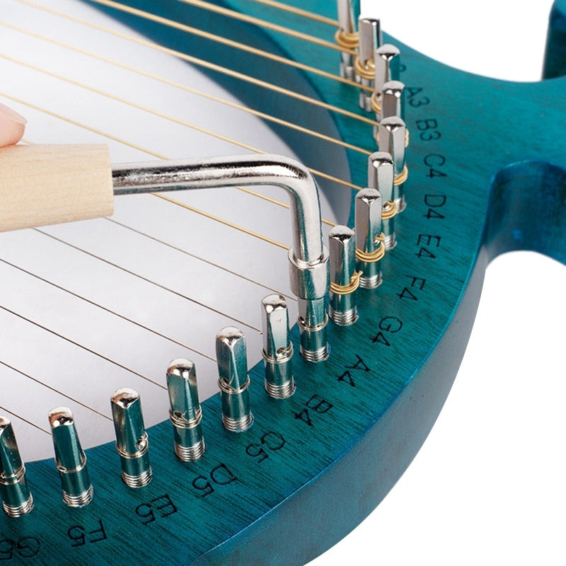 Harpe lyre 16 cordes corps acajou modèle européen instrument à cordes