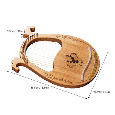 Cega 19-String 16-String Deer Lyre Arpa Caja de resonancia Instrumento