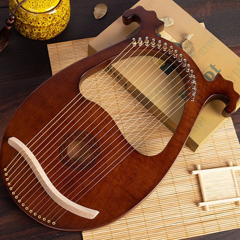 Lyre Harp Cuerpo de caoba de 16 cuerdas con llave de afinación y cuerdas de repuesto