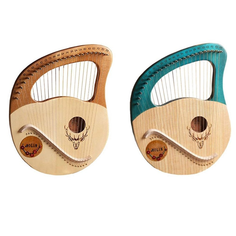 New 24 String Lyre Harp Greek Violin Wooden Lyre Instrument | Pures Music
