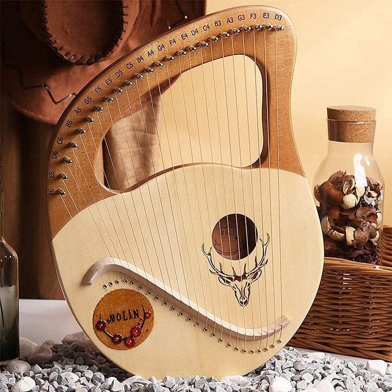 New 24 String Lyre Harp Greek Violin Wooden Lyre Instrument