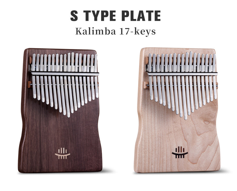 Hluru 17 Key Waist shape Armrest Kalimba Thumb Piano wooden plate mbira Walnut Maple