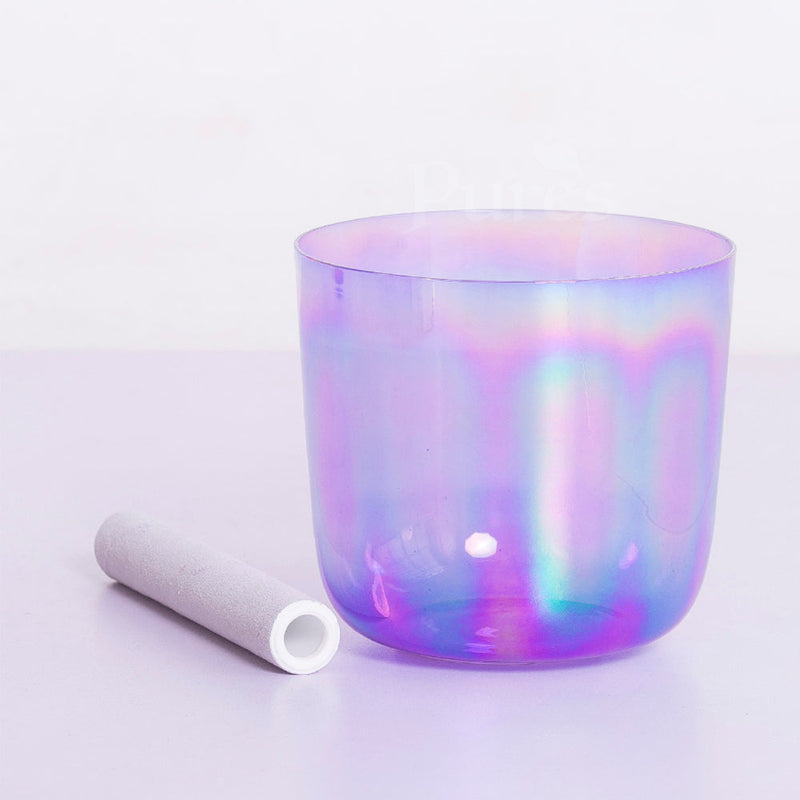Púrpura, amarillo) Cuenco de cristal transparente Cuenco de cuarzo Cuenco de sonido de alquimia Meditación curativa