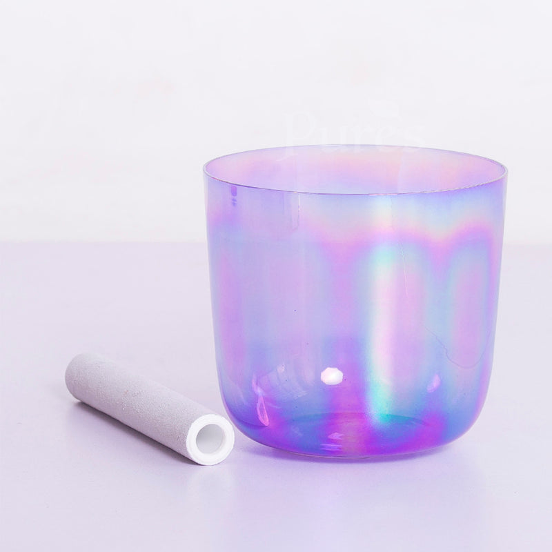 Bol chantant en cristal clair bol en verre Chakra coloré bol de méditation de bain sonore à Quartz